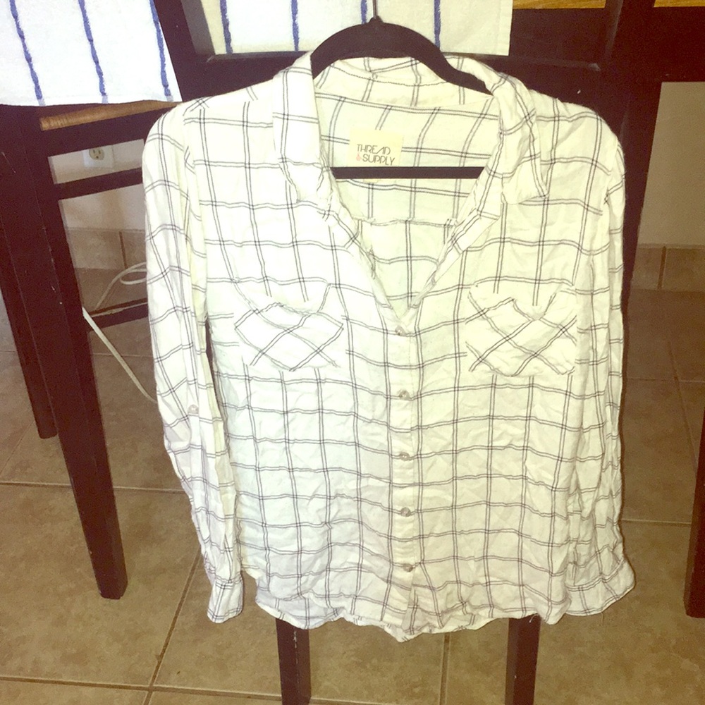 Button down white flannel